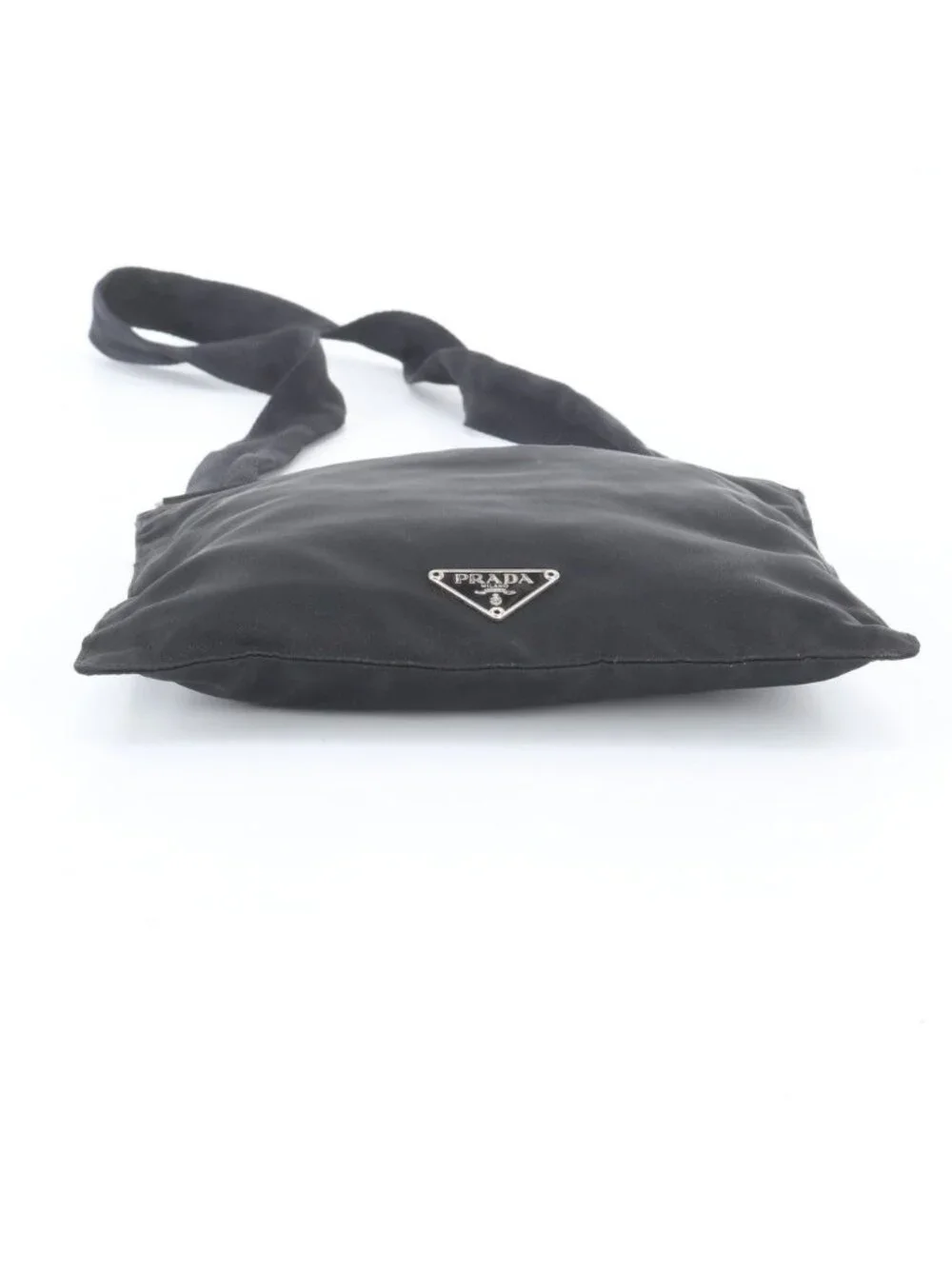 Prada White Tessuto Nylon Triangle Logo Leather Shoulder Bag Crossbody Messenger
